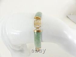 9ct Gold Jade Bracelet Oriental Symbols Hallmarked 7.5'' with gift box