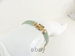 9ct Gold Jade Bracelet Oriental Symbols Hallmarked 7.5'' with gift box