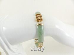 9ct Gold Jade Bracelet Oriental Symbols Hallmarked 7.5'' with gift box