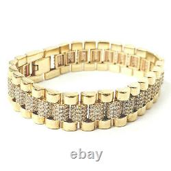 9ct Gold Kids Baby Bracelet Cubic Zirconia CZ Stones NEW Yellow 22.8g 5.5 inches