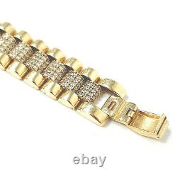 9ct Gold Kids Baby Bracelet Cubic Zirconia CZ Stones NEW Yellow 22.8g 5.5 inches