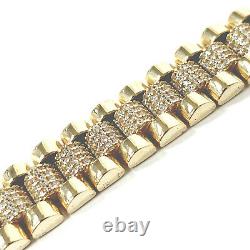 9ct Gold Kids Baby Bracelet Cubic Zirconia CZ Stones NEW Yellow 22.8g 5.5 inches