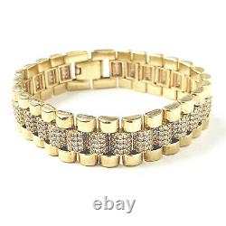 9ct Gold Kids Baby Bracelet Cubic Zirconia CZ Stones NEW Yellow 22.8g 5.5 inches