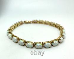 9ct Gold Lab Opal Bracelet 9ct Yellow Gold Hallmarked Tennis Bracelet 19cm