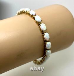 9ct Gold Lab Opal Bracelet 9ct Yellow Gold Hallmarked Tennis Bracelet 19cm