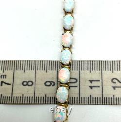 9ct Gold Lab Opal Bracelet 9ct Yellow Gold Hallmarked Tennis Bracelet 19cm