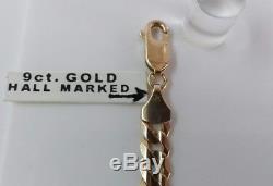 9ct Gold Ladie Solid Close Link Curb Bracelet. 9g. 7.25 inch. Hallmarked