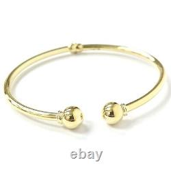 9ct Gold Ladies Bangle Torque Style Rounded Plain Hinged UK Hallmarked 7.5mm