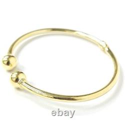 9ct Gold Ladies Bangle Torque Style Rounded Plain Hinged UK Hallmarked 7.5mm