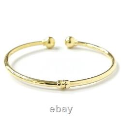 9ct Gold Ladies Bangle Torque Style Rounded Plain Hinged UK Hallmarked 7.5mm