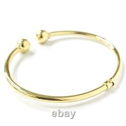 9ct Gold Ladies Bangle Torque Style Rounded Plain Hinged UK Hallmarked 7.5mm