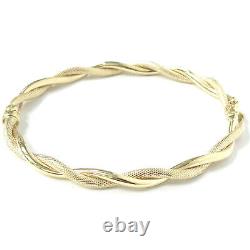 9ct Gold Ladies Bangle Twist Design Hinged Safety Catch 3.5g 6.5 inch