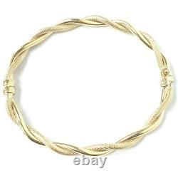 9ct Gold Ladies Bangle Twist Design Hinged Safety Catch 3.5g 6.5 inch