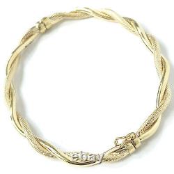 9ct Gold Ladies Bangle Twist Design Hinged Safety Catch 3.5g 6.5 inch