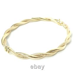 9ct Gold Ladies Bangle Twist Design Hinged Safety Catch 3.5g 6.5 inch