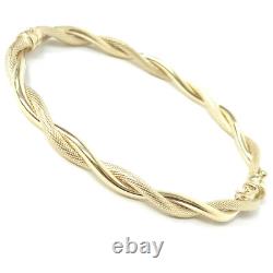 9ct Gold Ladies Bangle Twist Design Hinged Safety Catch 3.5g 6.5 inch