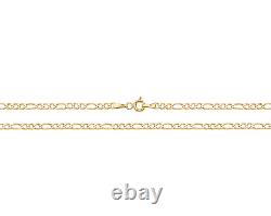 9ct Gold Ladies Figaro Bracelet 7.5 inch 4mm Width UK Hallmarked