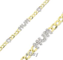 9ct Gold Ladies Solid Identity Mum Hearts Curb Name Chain ID Bracelet Gift Box