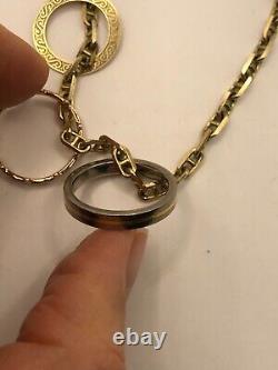 9ct Gold Live Laugh Love Bracelet With Anchor Chain & Rings Thorn Crown Rose K L