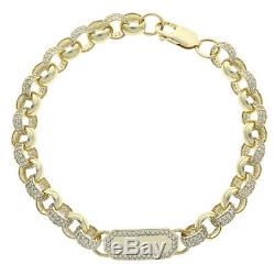 9ct Gold Men's Medium Gem-Set ID Belcher Bracelet 7.5mm -8.5 Inches (TI1 8.5)
