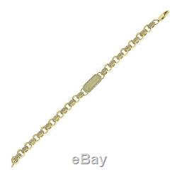 9ct Gold Men's Medium Gem-Set ID Belcher Bracelet 7.5mm -8.5 Inches (TI1 8.5)