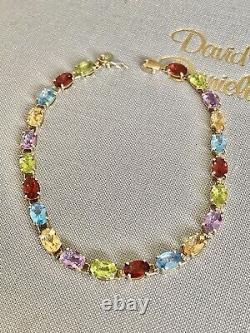 9ct Gold, Multi Gemstone Bracelet, 7.5 Long, 5.3g, + Box, Stunning