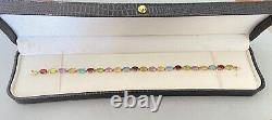 9ct Gold, Multi Gemstone Bracelet, 7.5 Long, 5.3g, + Box, Stunning