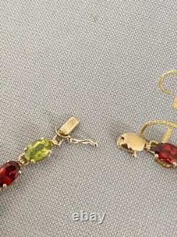 9ct Gold, Multi Gemstone Bracelet, 7.5 Long, 5.3g, + Box, Stunning