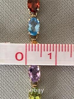 9ct Gold, Multi Gemstone Bracelet, 7.5 Long, 5.3g, + Box, Stunning