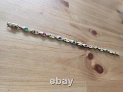9ct Gold Multi Gemstone Bracelet, 9.05g, hallmarked 375, 7.5''