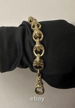 9ct Gold On Brass Men's Tulip Bracelet 15mm Heavy Solid Long Lasting UK Made