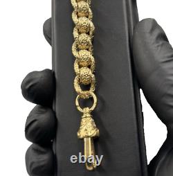 9ct Gold On Silver 8.5 Inch Heavy Rollerball Belcher Bracelet Chunky 11mm
