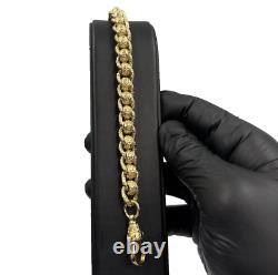 9ct Gold On Silver 8.5 Inch Heavy Rollerball Belcher Bracelet Chunky 11mm