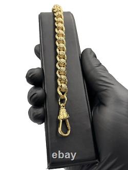 9ct Gold On Silver 8.5 Inch Heavy Rollerball Belcher Bracelet Chunky 11mm