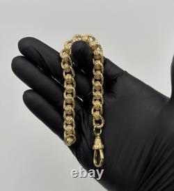 9ct Gold On Silver 8.5 Inch Heavy Rollerball Belcher Bracelet Chunky 11mm