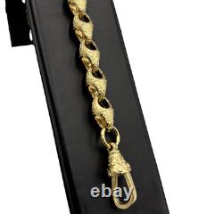 9ct Gold On Silver 9 Inch Acorn Belcher Bracelet 8.2mm Solid Tulip/ Acorn
