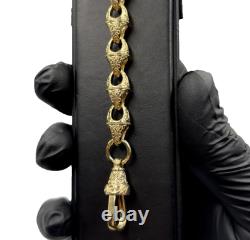 9ct Gold On Silver 9 Inch Acorn Belcher Bracelet 8.2mm Solid Tulip/ Acorn