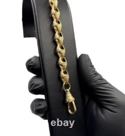 9ct Gold On Silver 9 Inch Acorn Belcher Bracelet 8.2mm Solid Tulip/ Acorn