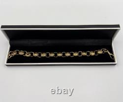 9ct Gold On Silver 9 Inch Belcher Bracelet 11.2mm Solid