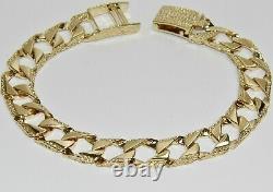 9ct Gold On Silver 9 Inch Men's Chunky Square Curb Bracelet