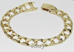 9ct Gold On Silver 9 Inch Men's Chunky Square Curb Bracelet