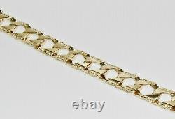 9ct Gold On Silver 9 Inch Men's Chunky Square Curb Bracelet