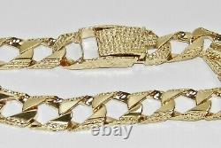 9ct Gold On Silver 9 Inch Men's Chunky Square Curb Bracelet