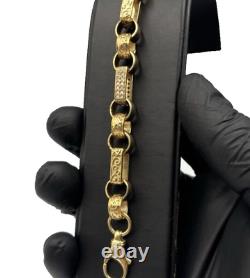 9ct Gold On Silver Bracelet Belcher Gypsy Box Link 7MM Solid HALLMARKED