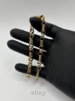 9ct Gold On Silver Bracelet Belcher Gypsy Box Link 7MM Solid HALLMARKED