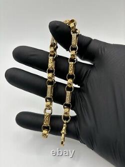 9ct Gold On Silver Bracelet Belcher Gypsy Box Link 7MM Solid HALLMARKED