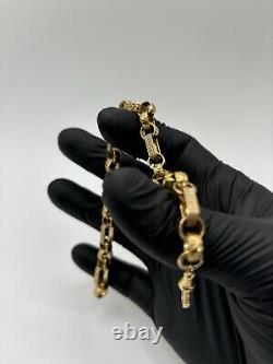 9ct Gold On Silver Bracelet Belcher Gypsy Box Link 7MM Solid HALLMARKED