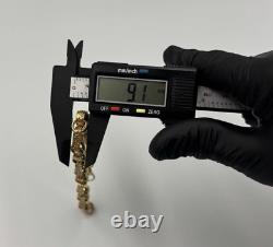 9ct Gold On Silver Bracelet Belcher Gypsy Box Link 7MM Solid HALLMARKED