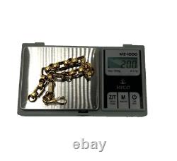 9ct Gold On Silver Bracelet Belcher Gypsy Box Link 7MM Solid HALLMARKED