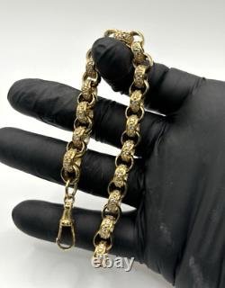 9ct Gold On Silver CUBIC Z BELCHER BRACELET 8.9mm Solid Yellow 925